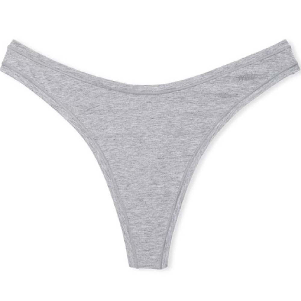 🆕 NWT Cotton High-Leg Thong Panty, Size Large, Medium Heather Grey